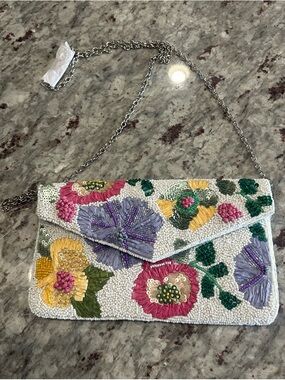 Kelly & Katie Multicolor Beaded Floral Envelope Clutch/Shoulder Bag